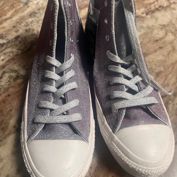 Converse Glittery High-Tops purple with White Shoes tenis sneaker - Picture 1 of 9